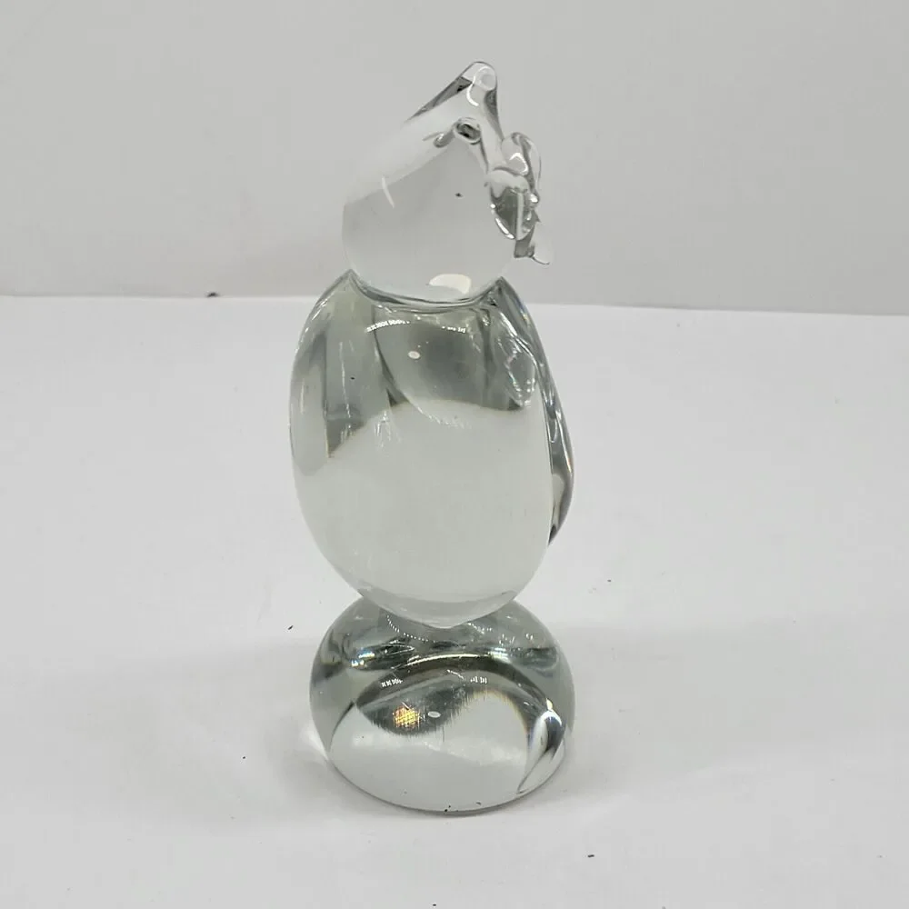 Owl Figurine Clear Glass Paperweight